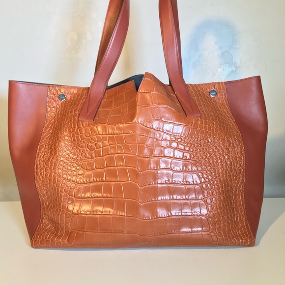 Signature V Crocodile-Embossed Leather & Smooth Leather Tote AS IS interior - Picture 3 of 16